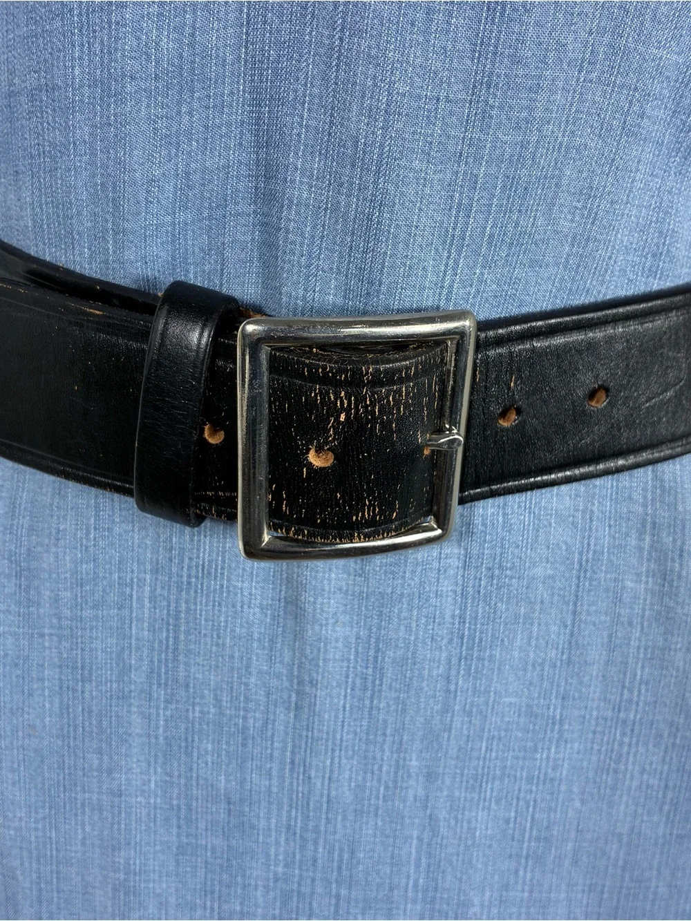 Vntg DeSantis leather belt heavy duty Sz 38 black